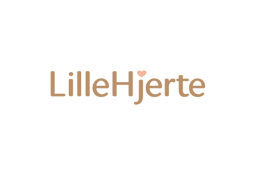 Teksten skal være LilleHjerte med et lille hjerte logo på